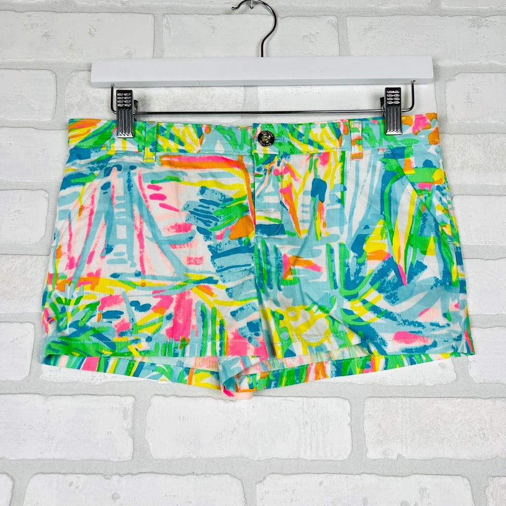 Lilly Pulitzer Girls Multi Color Abstract Tropical Corduroy Shorts Size 14 - Picture 10 of 10